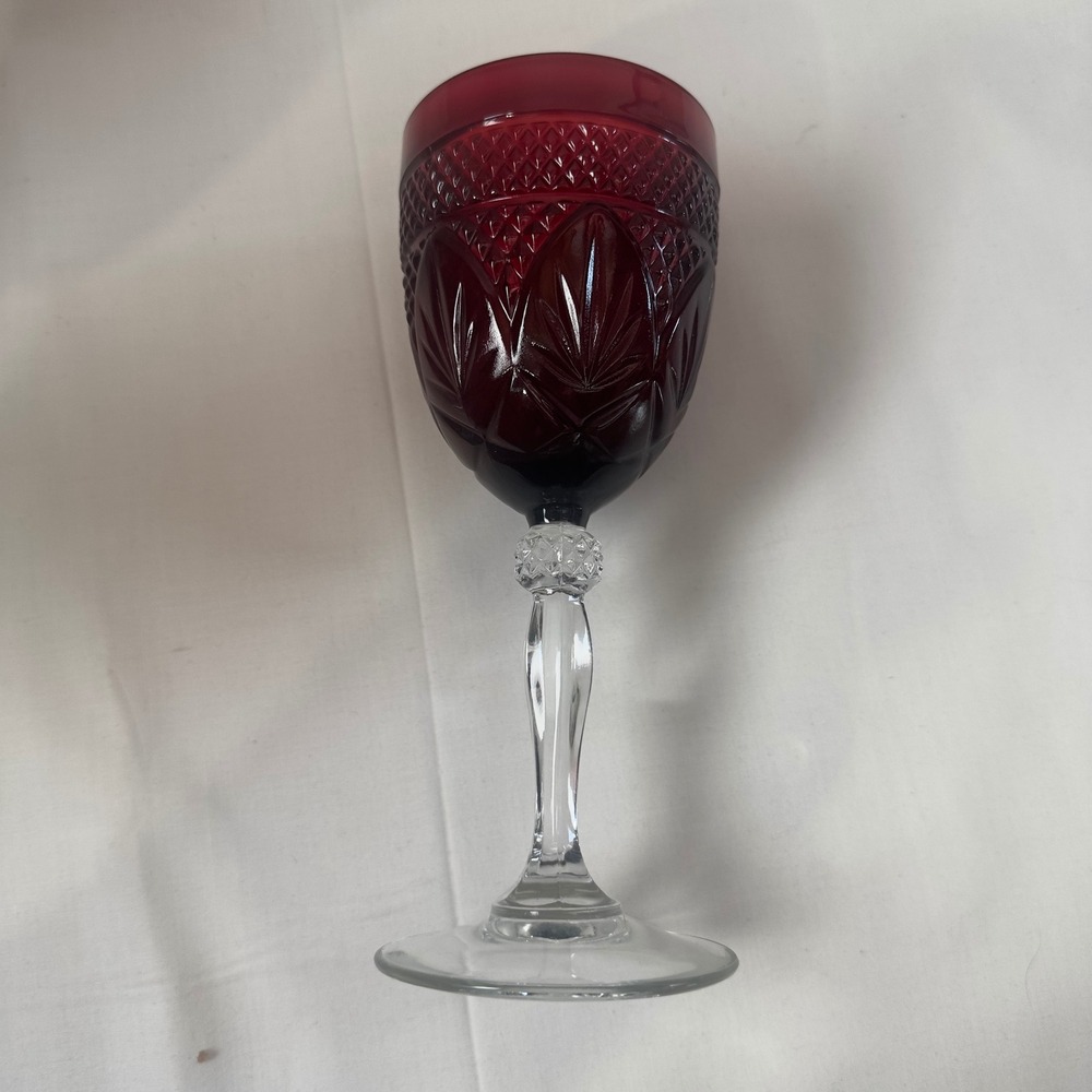 Cristal DArques Durand Antique Ruby‎ Red Water Wine Goblets Retired Set of 4 8in - Picture 4 of 16
